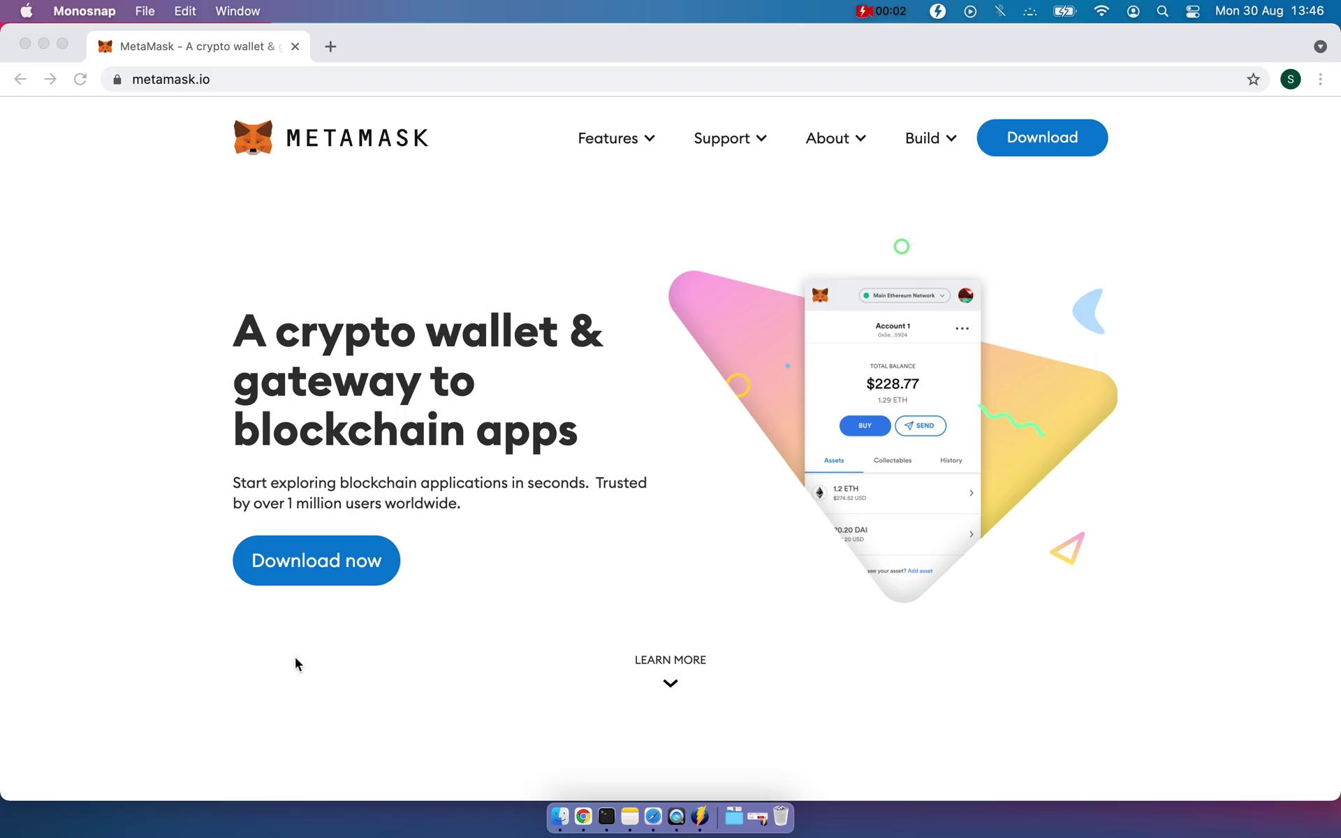 MetaMask homepage screenshot