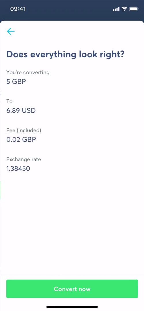 Converting currency screenshot