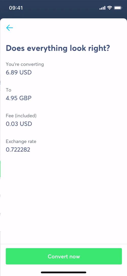 Converting currency screenshot