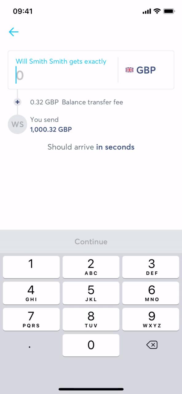 Sending currency screenshot