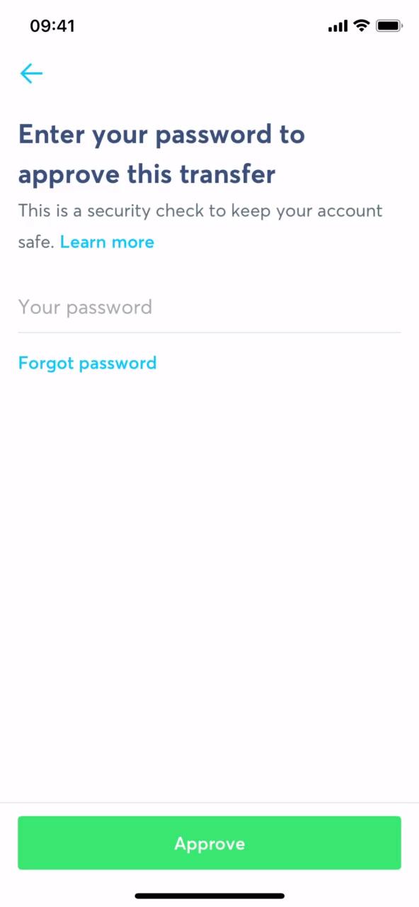 Sending currency screenshot