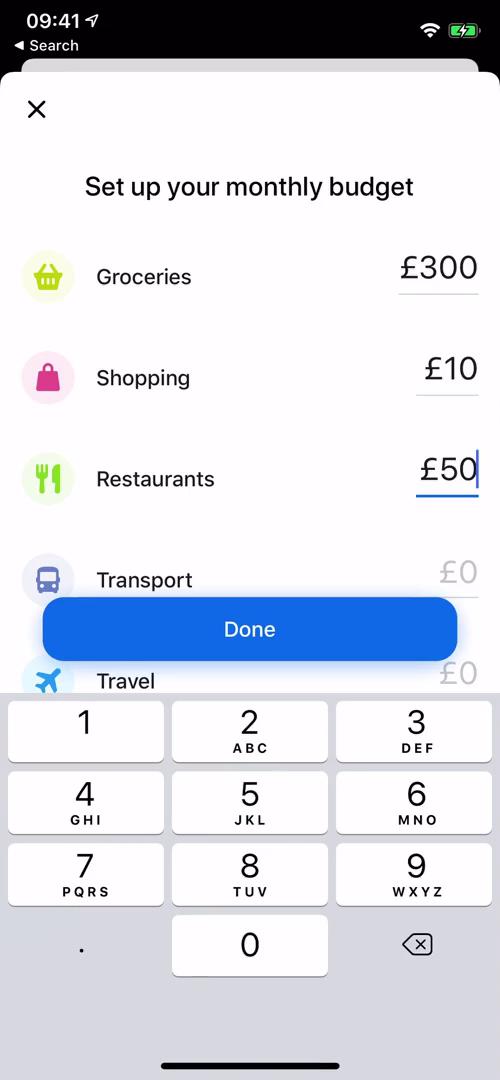 Creating a budget screenshot