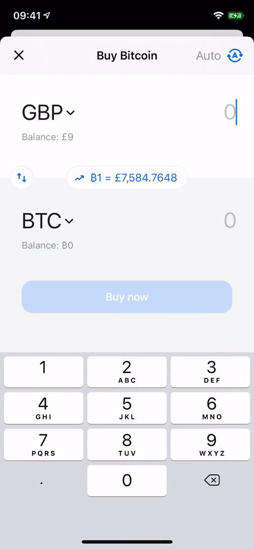 Buying crypto currency screenshot