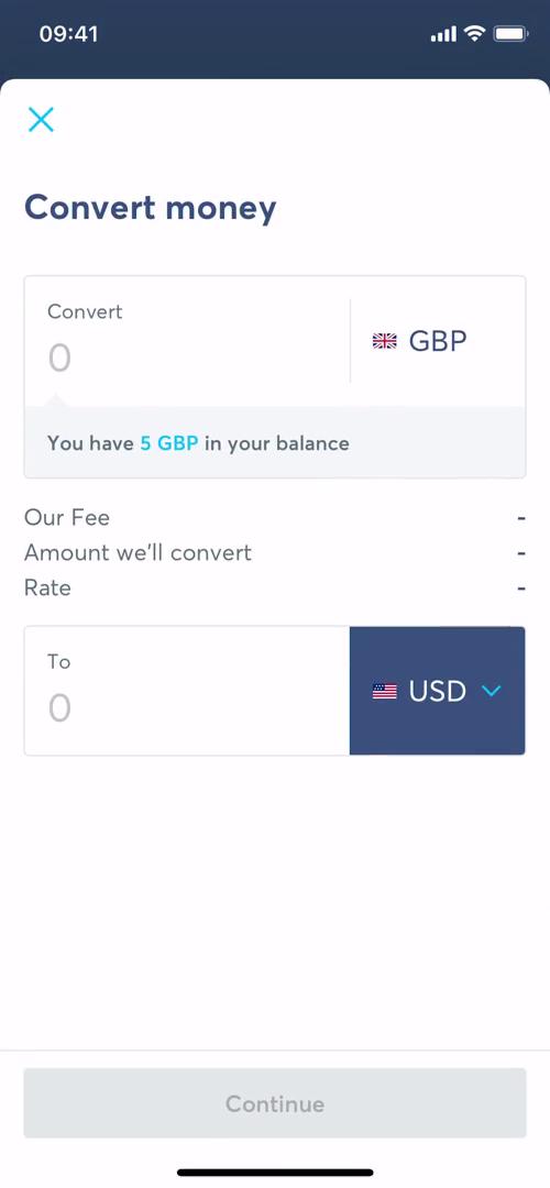 Converting currency screenshot