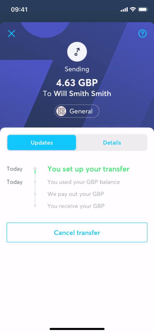 Sending currency screenshot