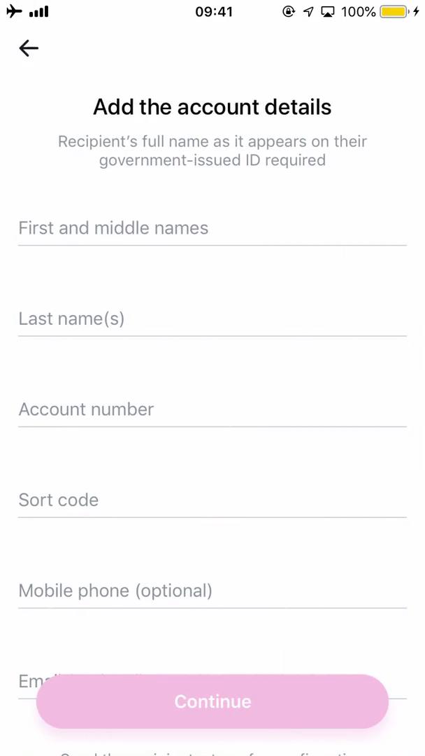 Sending currency screenshot