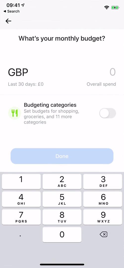 Creating a budget screenshot