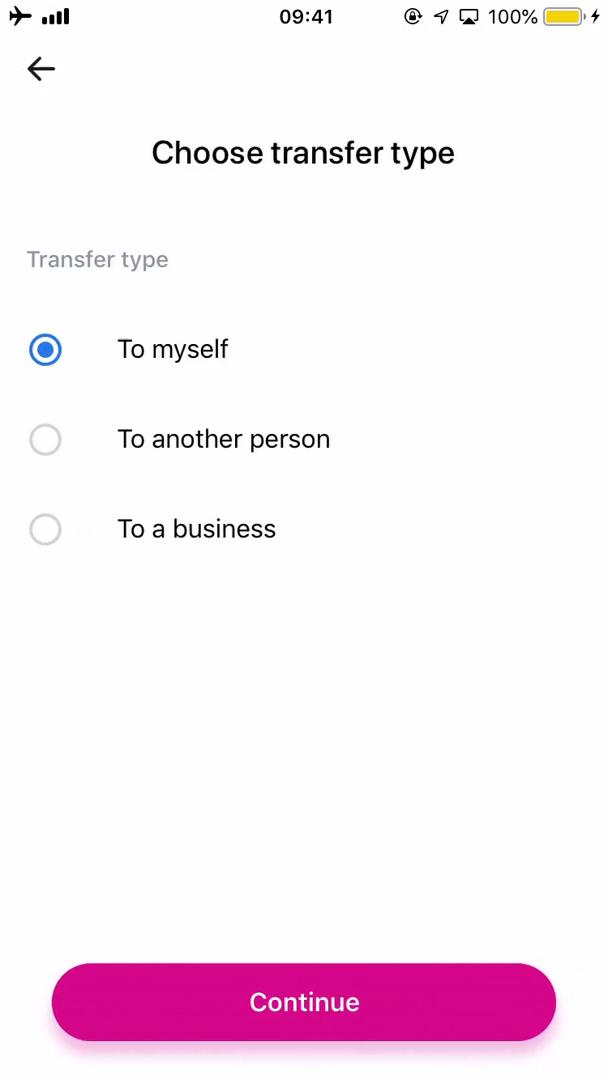 Sending currency screenshot