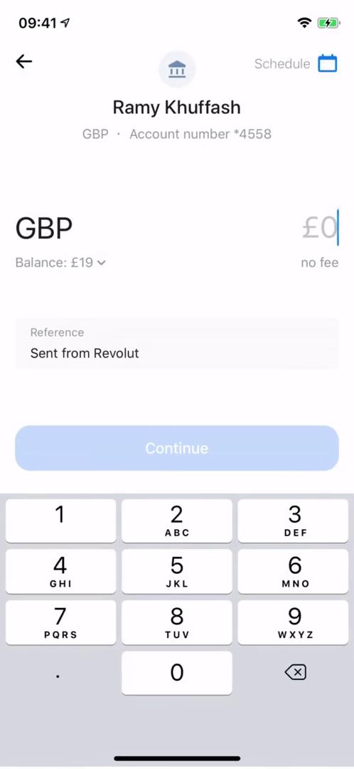 Sending currency screenshot