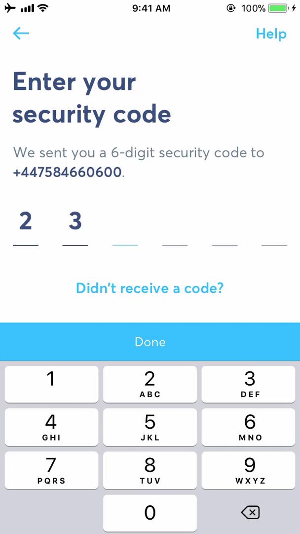 Applying for a bank account screenshot