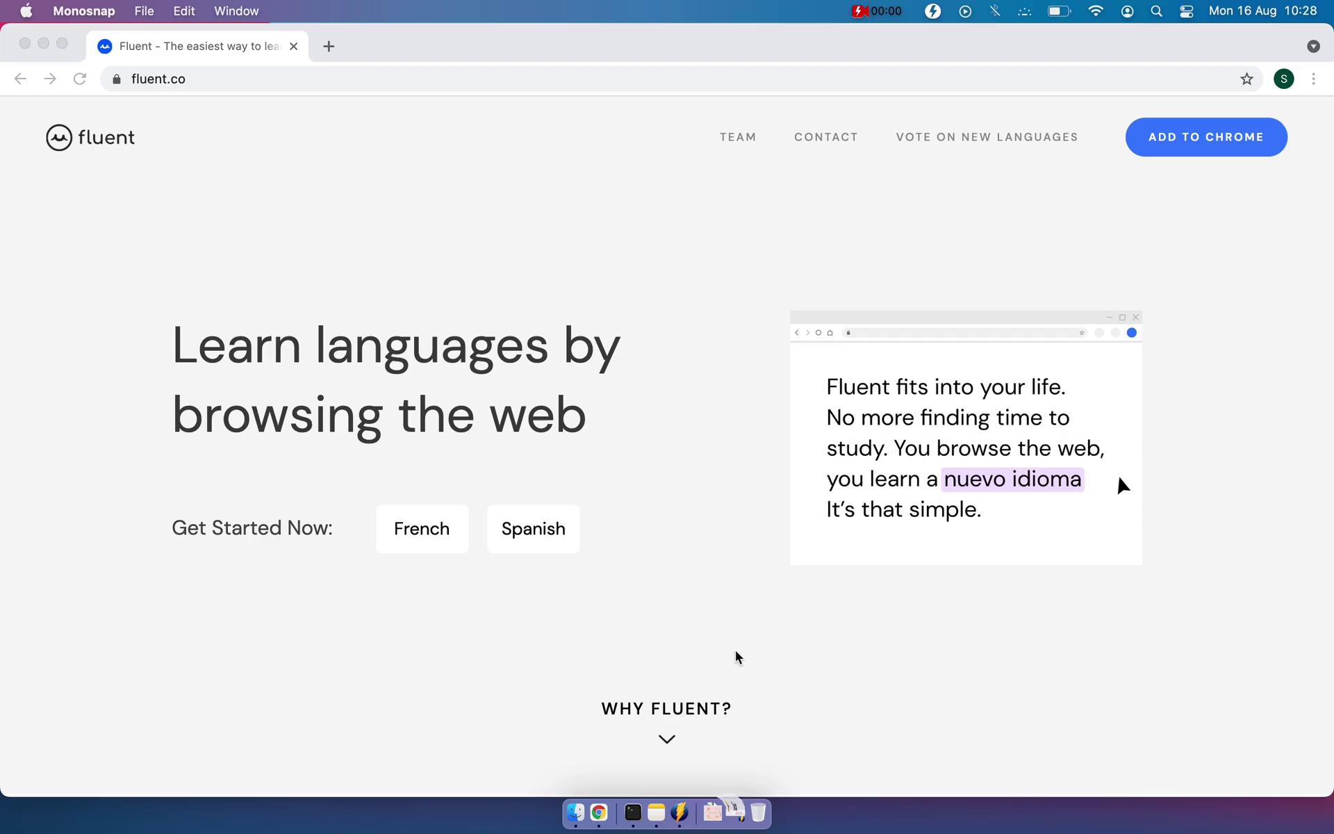 Fluent homepage screenshot