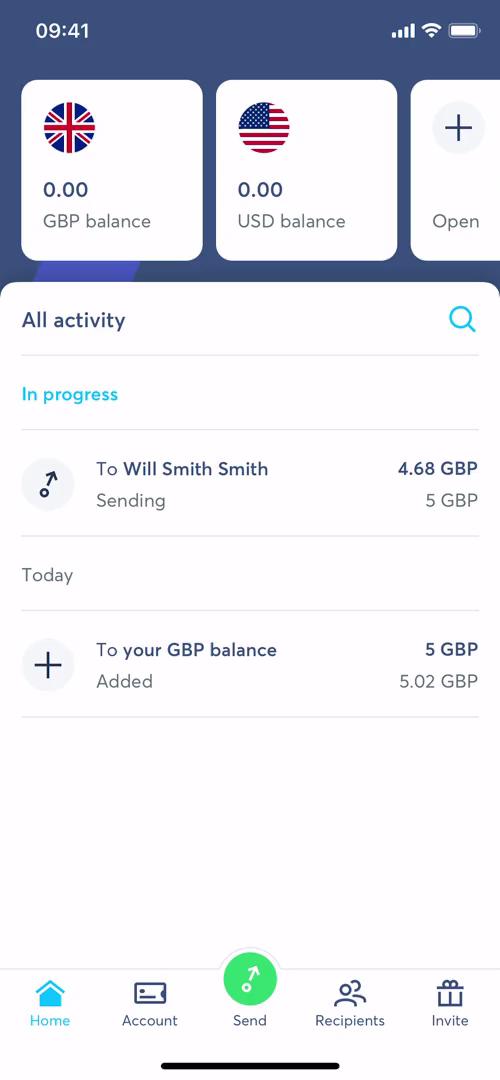 Depositing funds screenshot