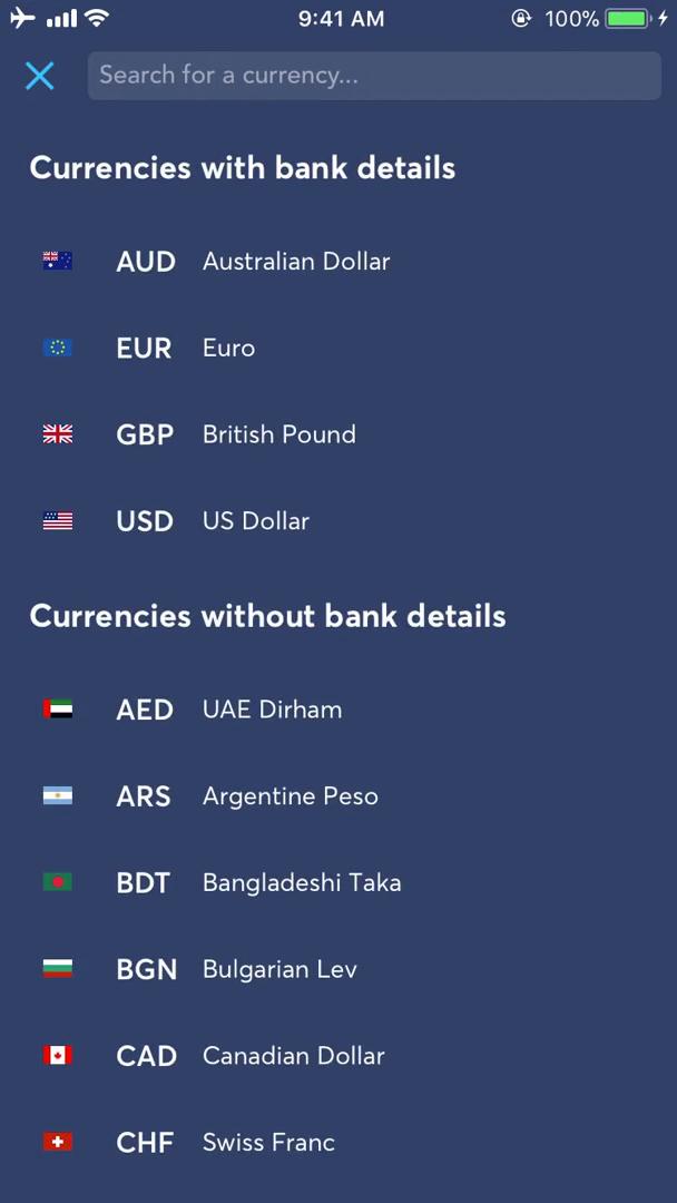 Applying for a bank account screenshot