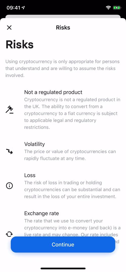 Buying crypto currency screenshot