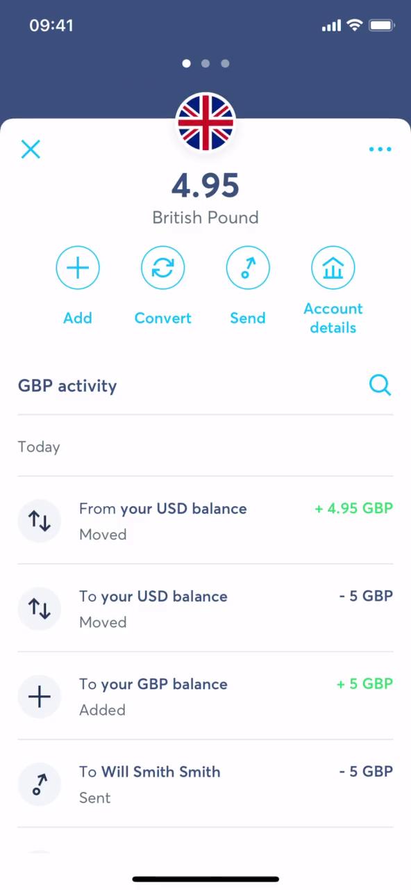 Sending currency screenshot