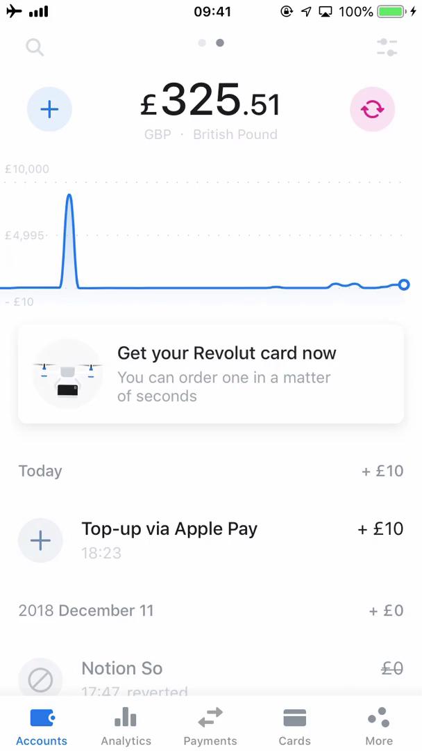Depositing funds screenshot