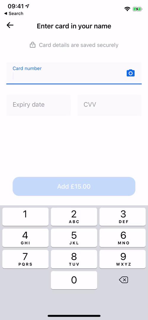 Depositing funds screenshot