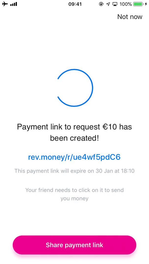 Requesting payment screenshot