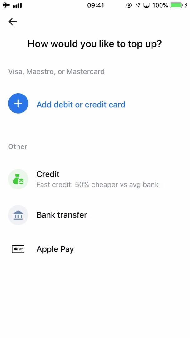 Depositing funds screenshot