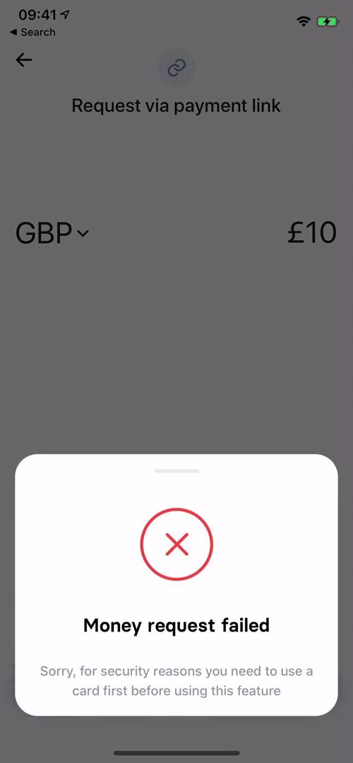 Requesting payment screenshot