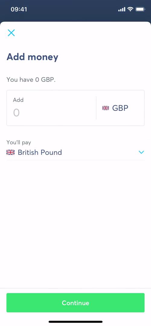 Depositing funds screenshot