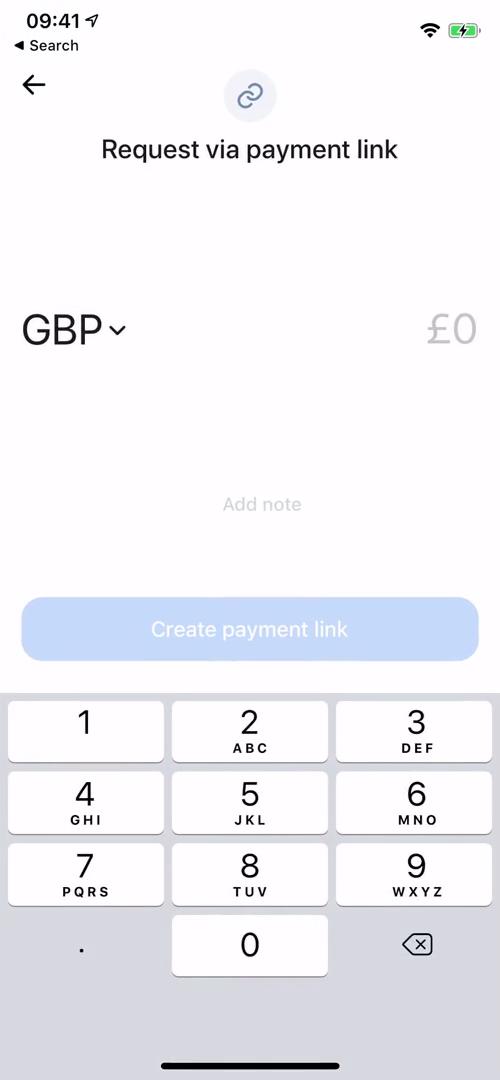 Requesting payment screenshot