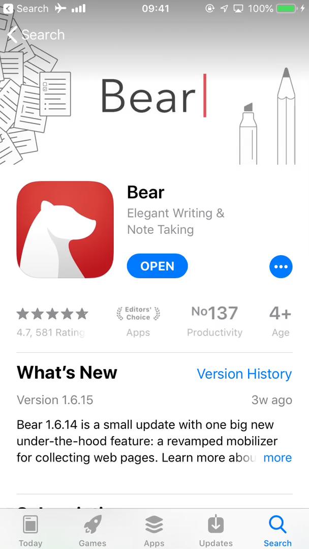 Screenshot of Onboarding on Bear notes