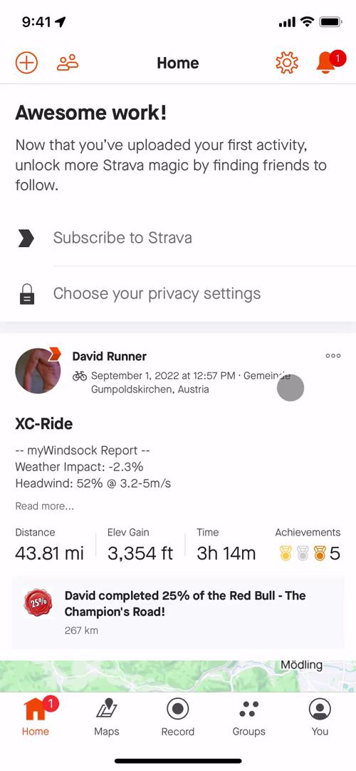 Screenshot of Upgrading your account on Strava