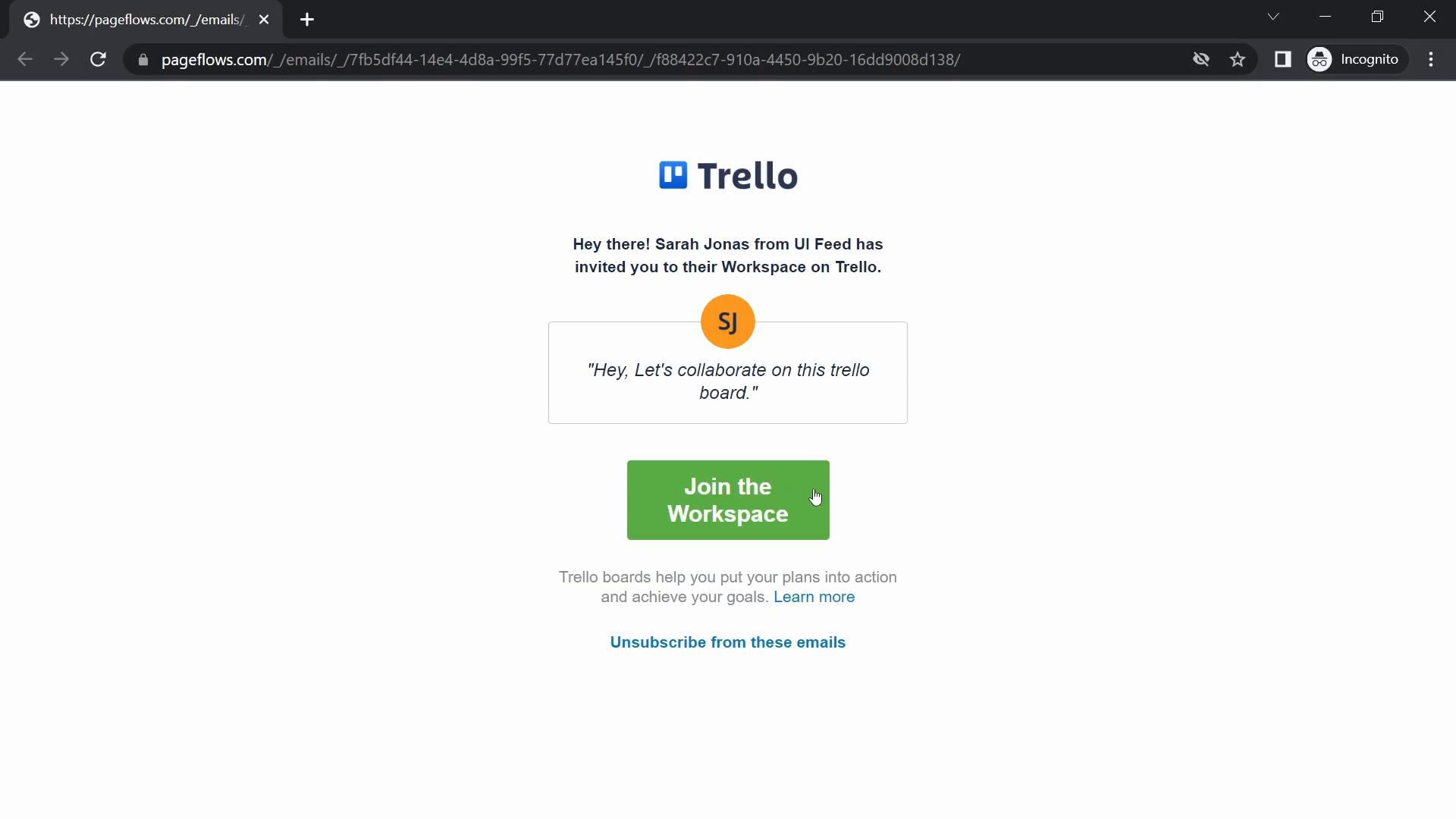 Screenshot of Accepting an invite on Trello
