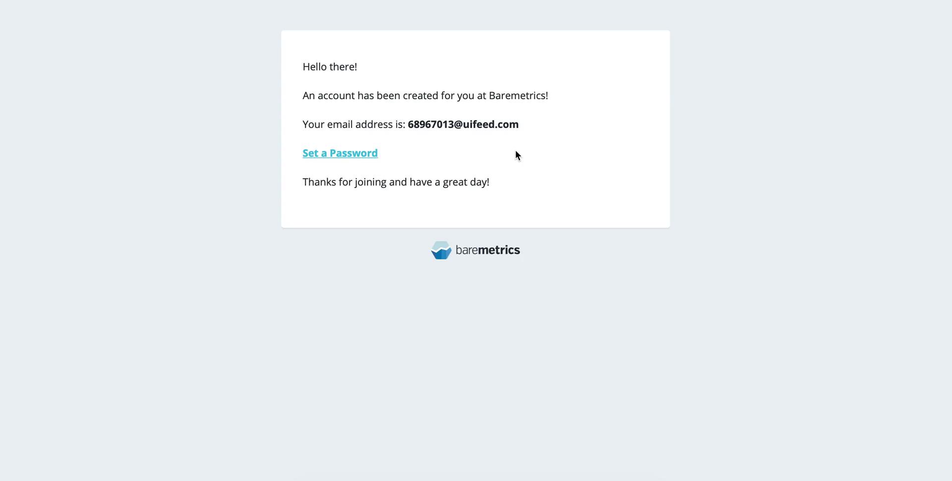 Screenshot of Accepting an invite on Baremetrics