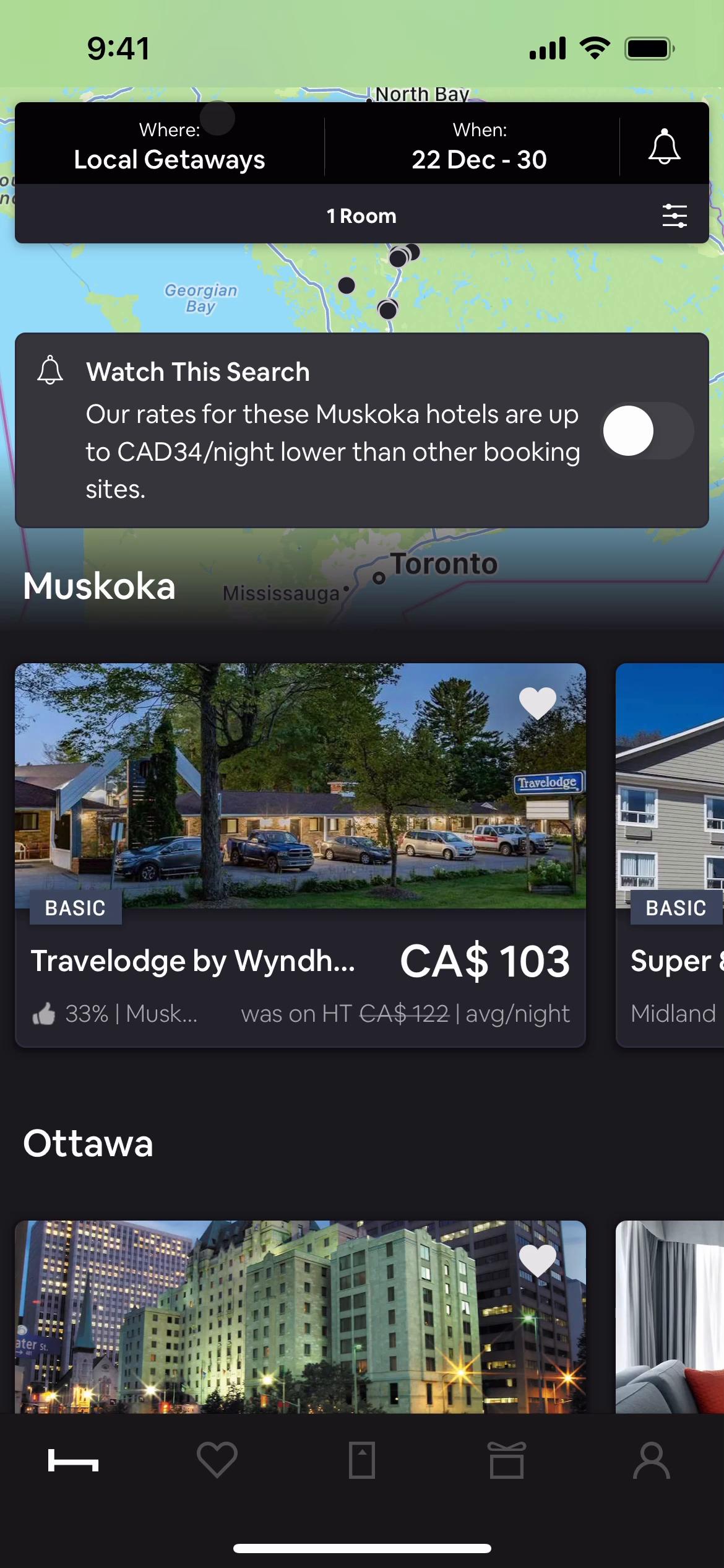 Screenshot of Updating your profile on HotelTonight