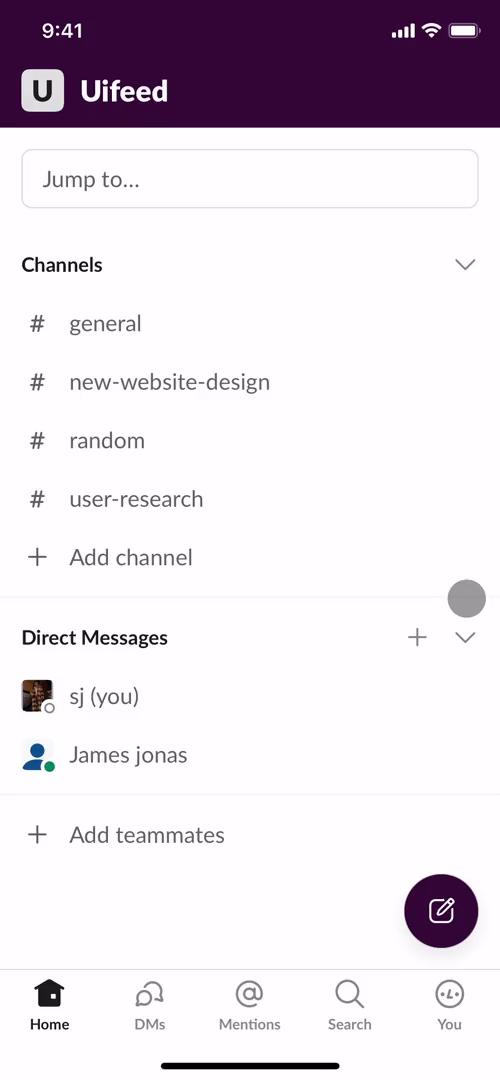 Screenshot of General browsing on Slack