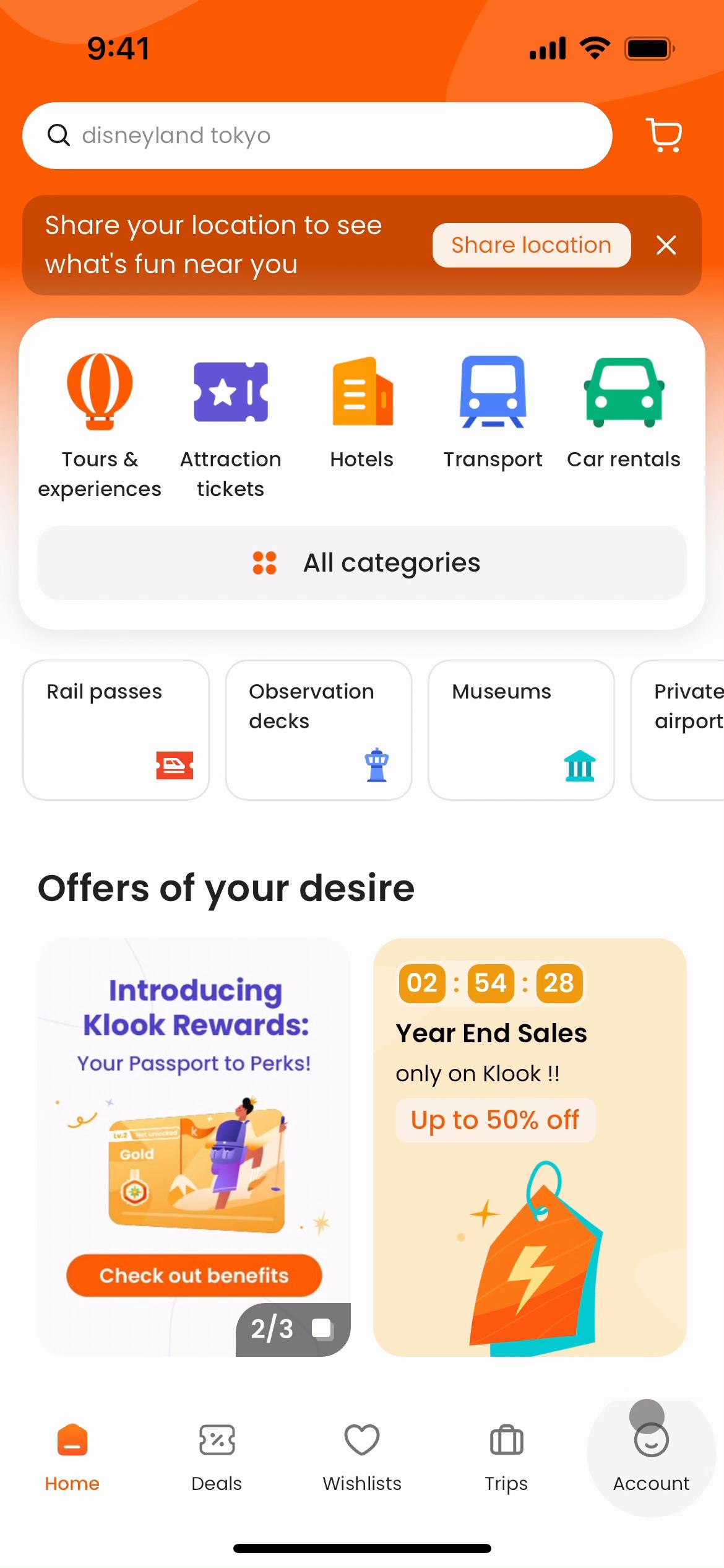Screenshot of Inviting people on Klook