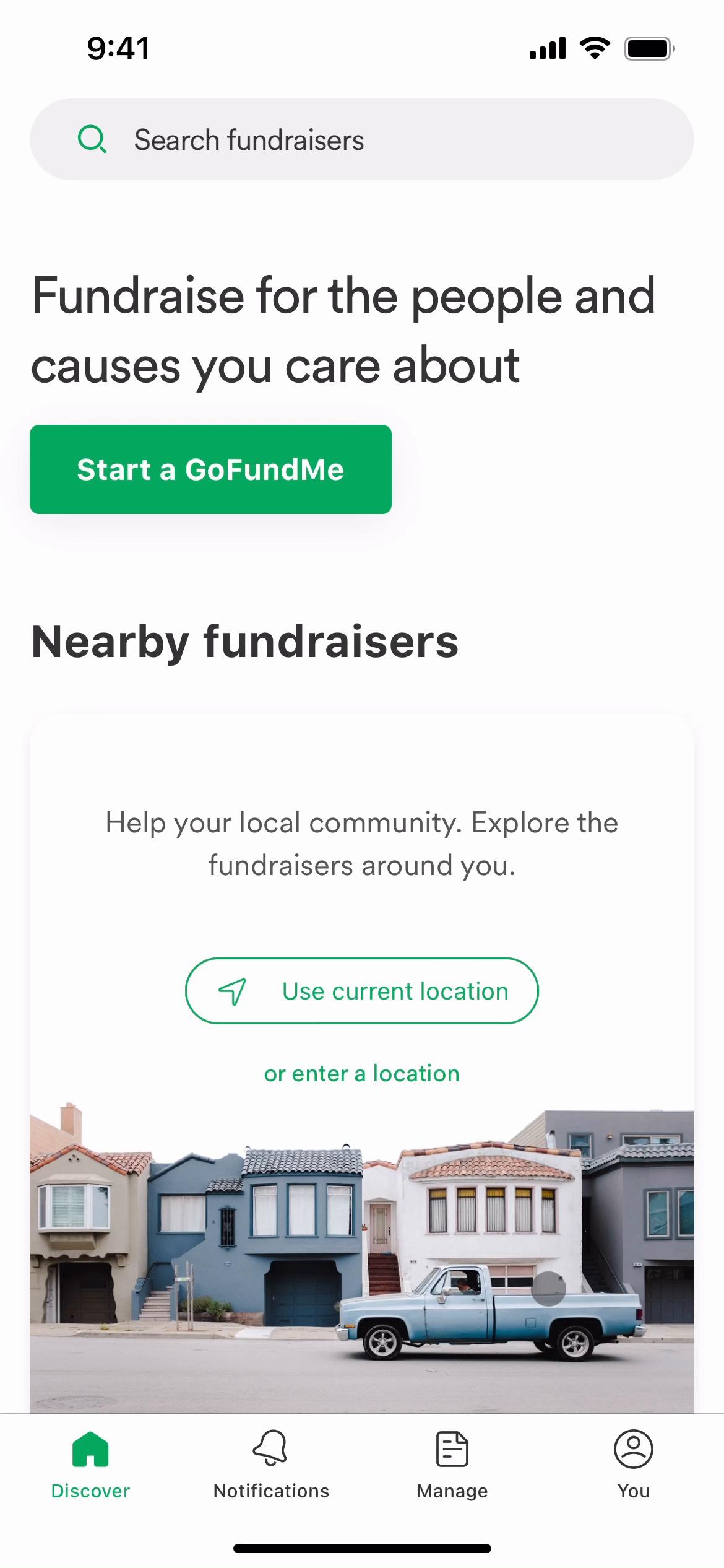 Screenshot of Help center on GoFundMe