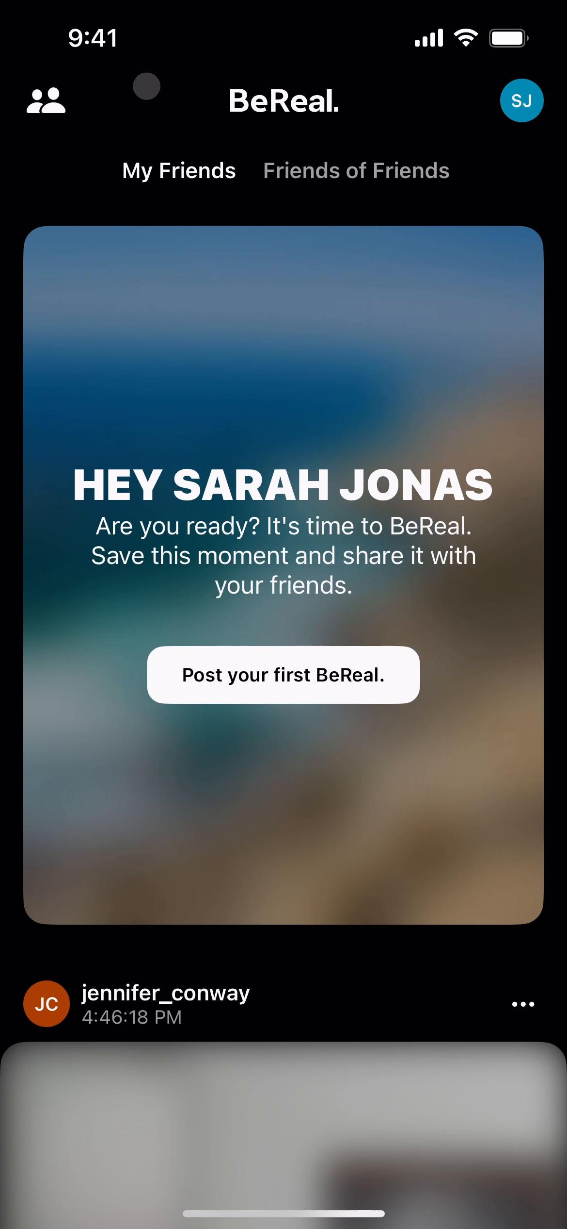 Screenshot of Searching on BeReal.