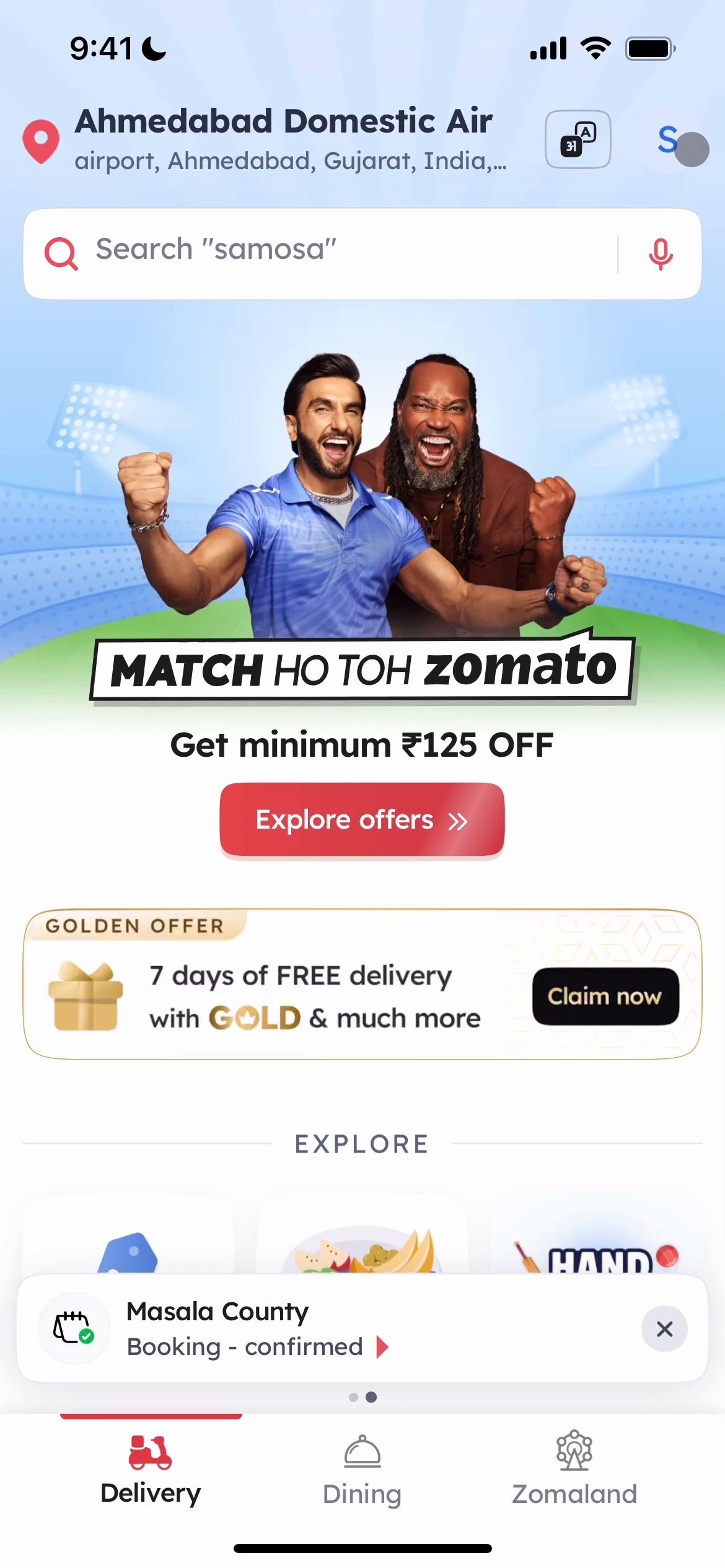 Screenshot of Cancelling an order on Zomato