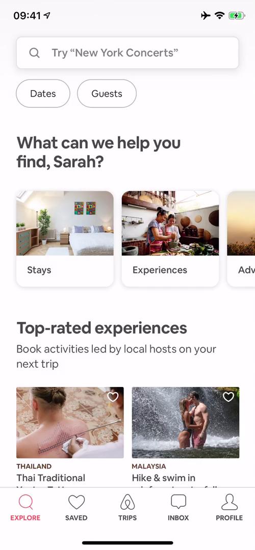 Screenshot of Inviting people on Airbnb