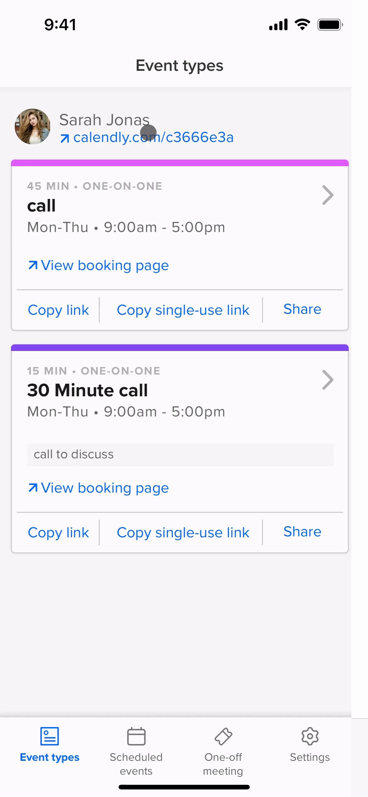 Screenshot of Inviting people on Calendly