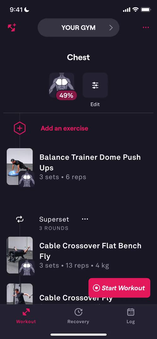 Screenshot of Creating a routine on Fitbod
