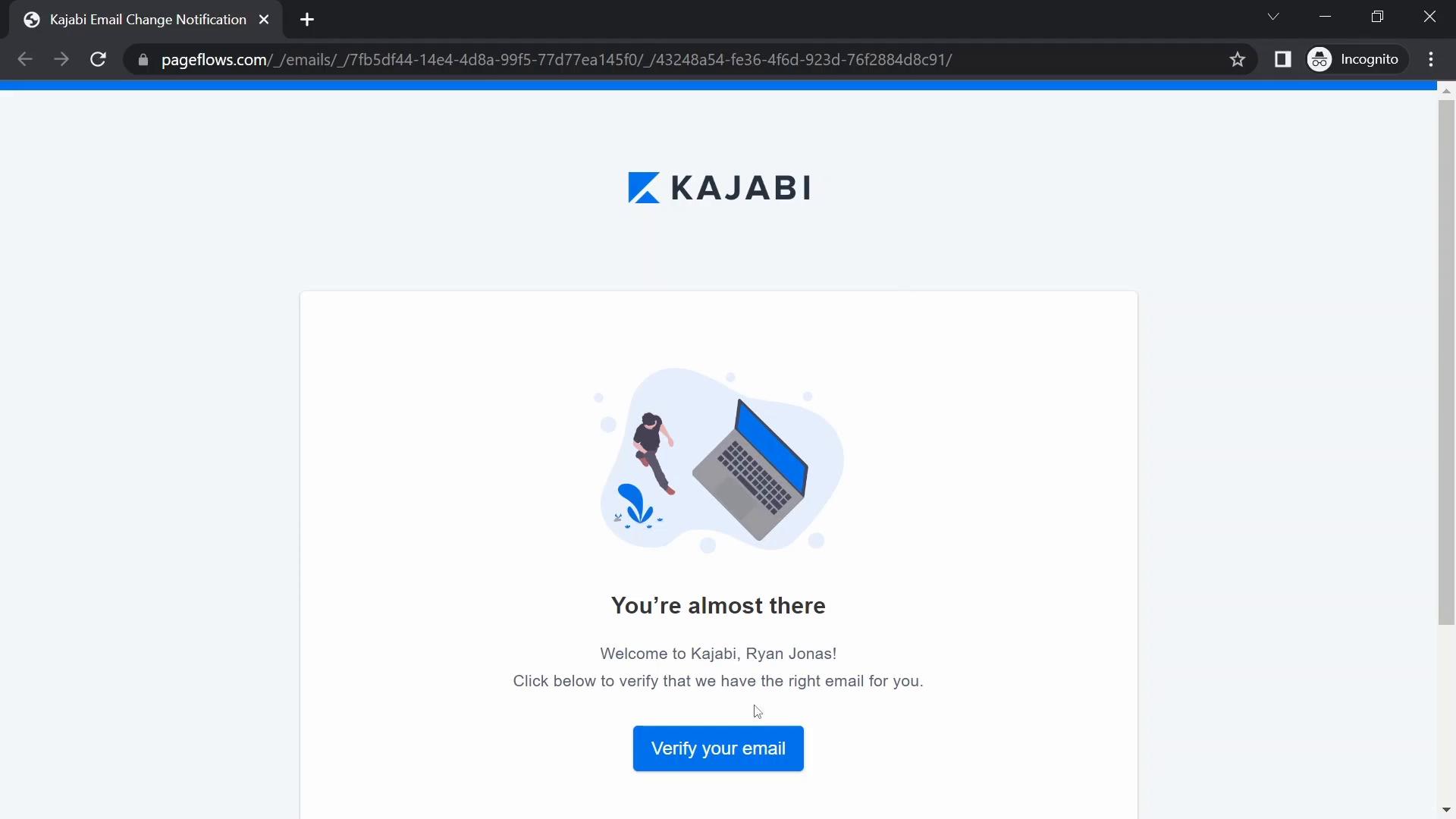 Screenshot of Accepting an invite on Kajabi