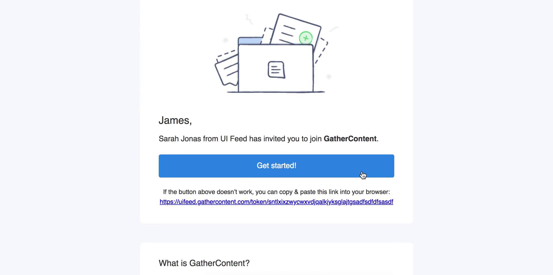 Screenshot of Accepting an invite on GatherContent