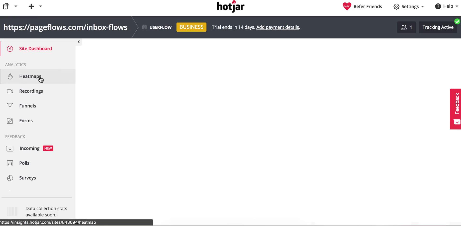 Screenshot of Creating a heatmap on Hotjar