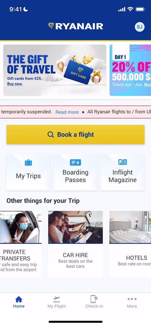 Screenshot of Finding flights on Ryanair