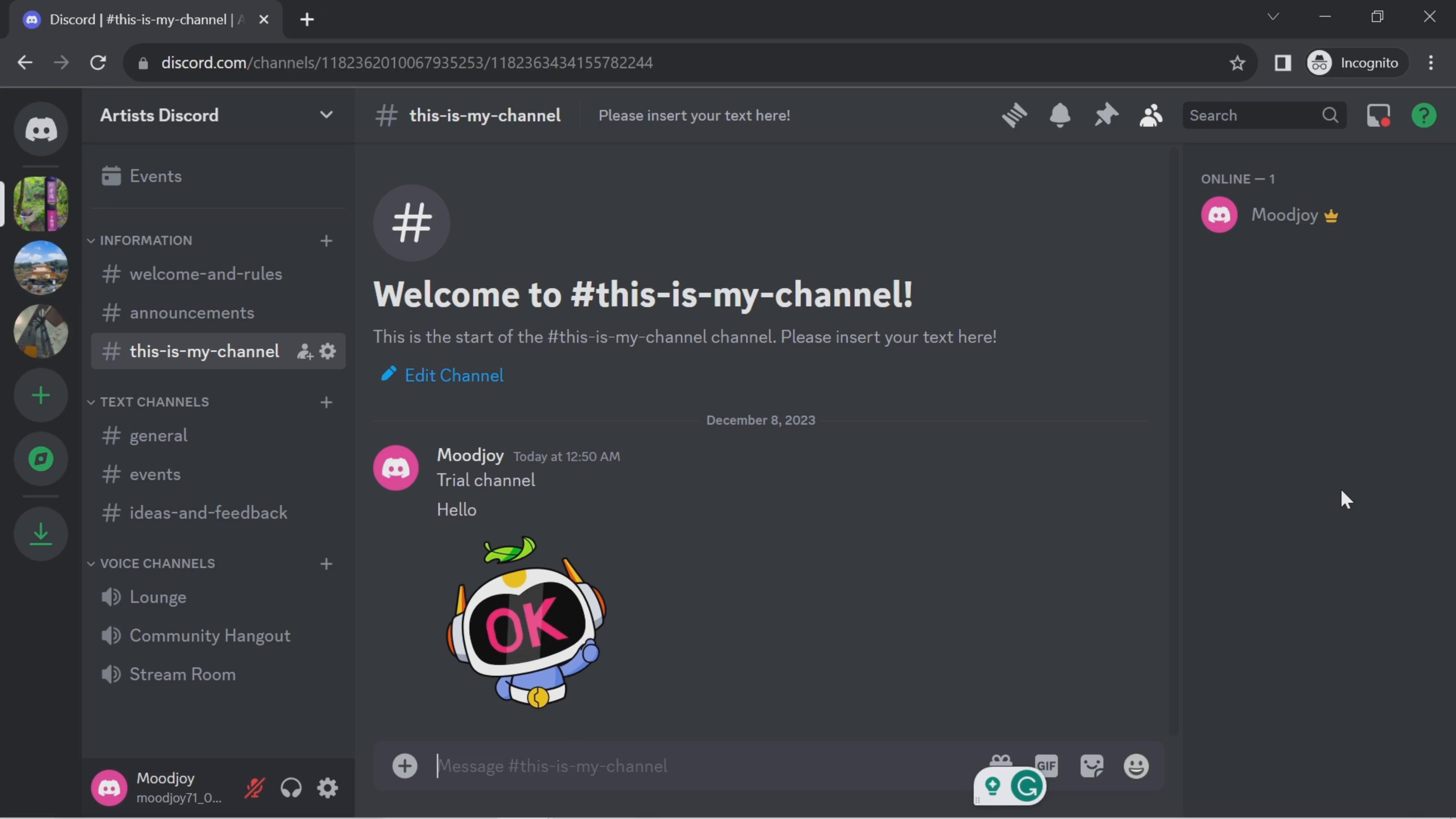 Screenshot of Inviting people on Discord