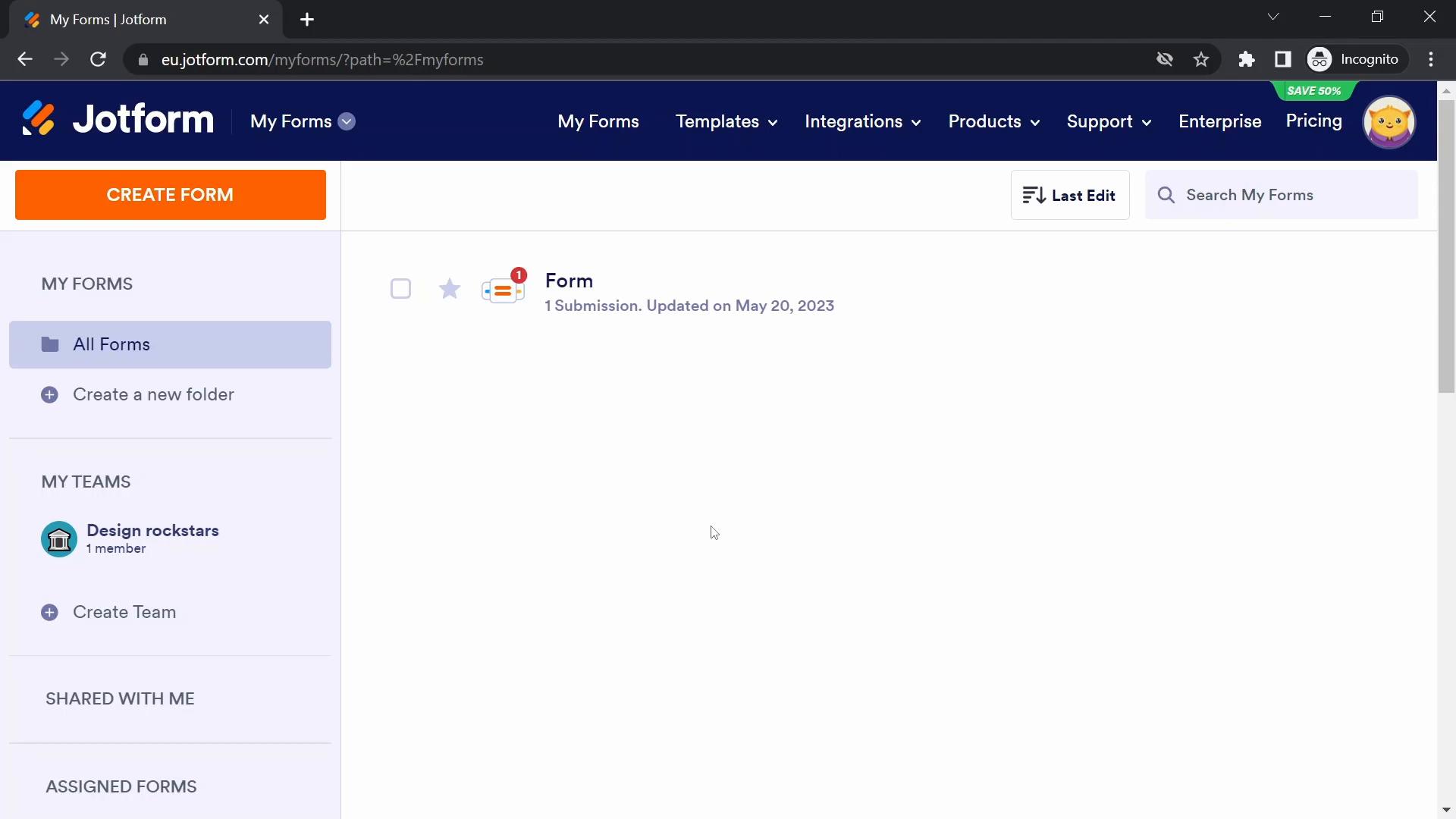 Screenshot of Creating a form on Jotform