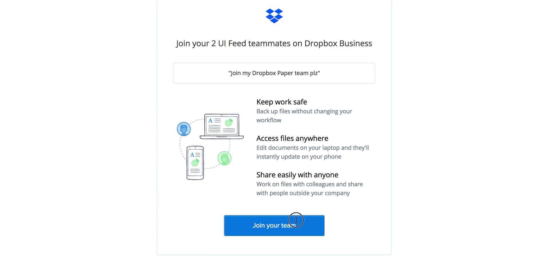 Screenshot of Accepting an invite on Dropbox Paper