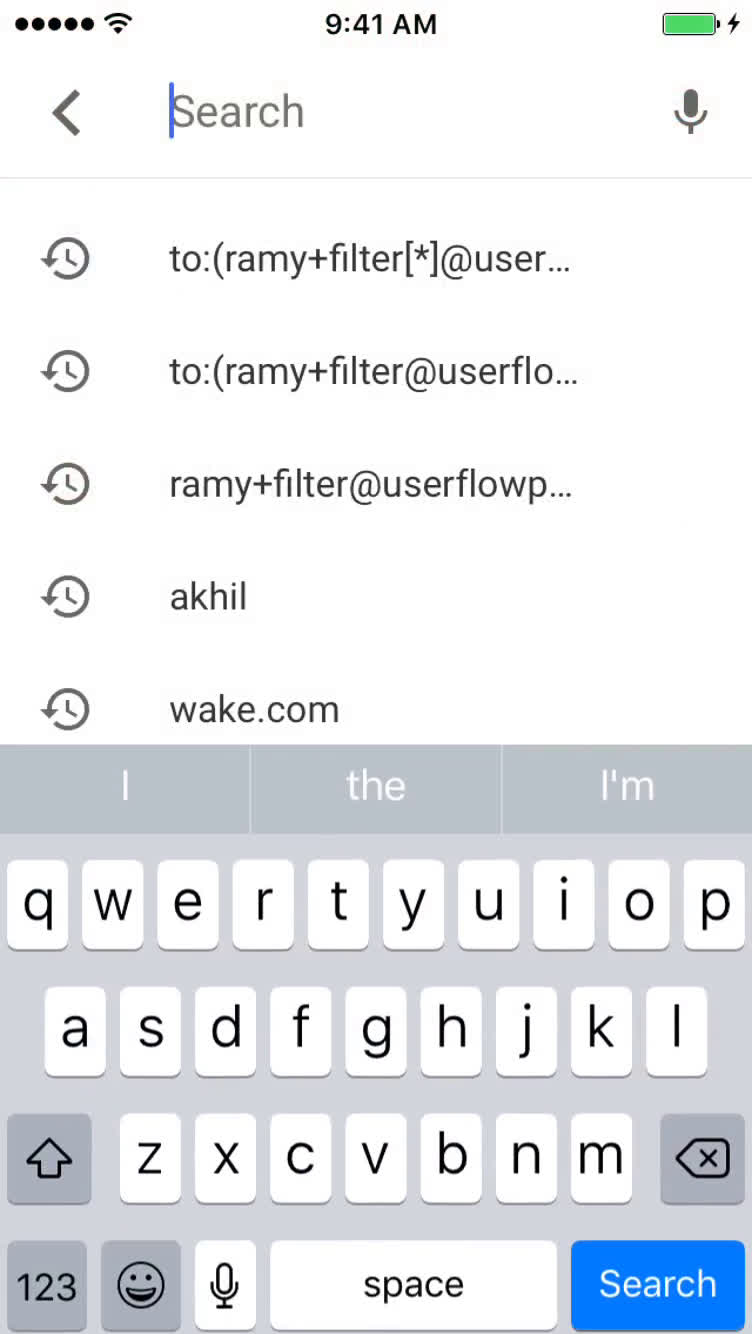 Screenshot of Searching on Gmail