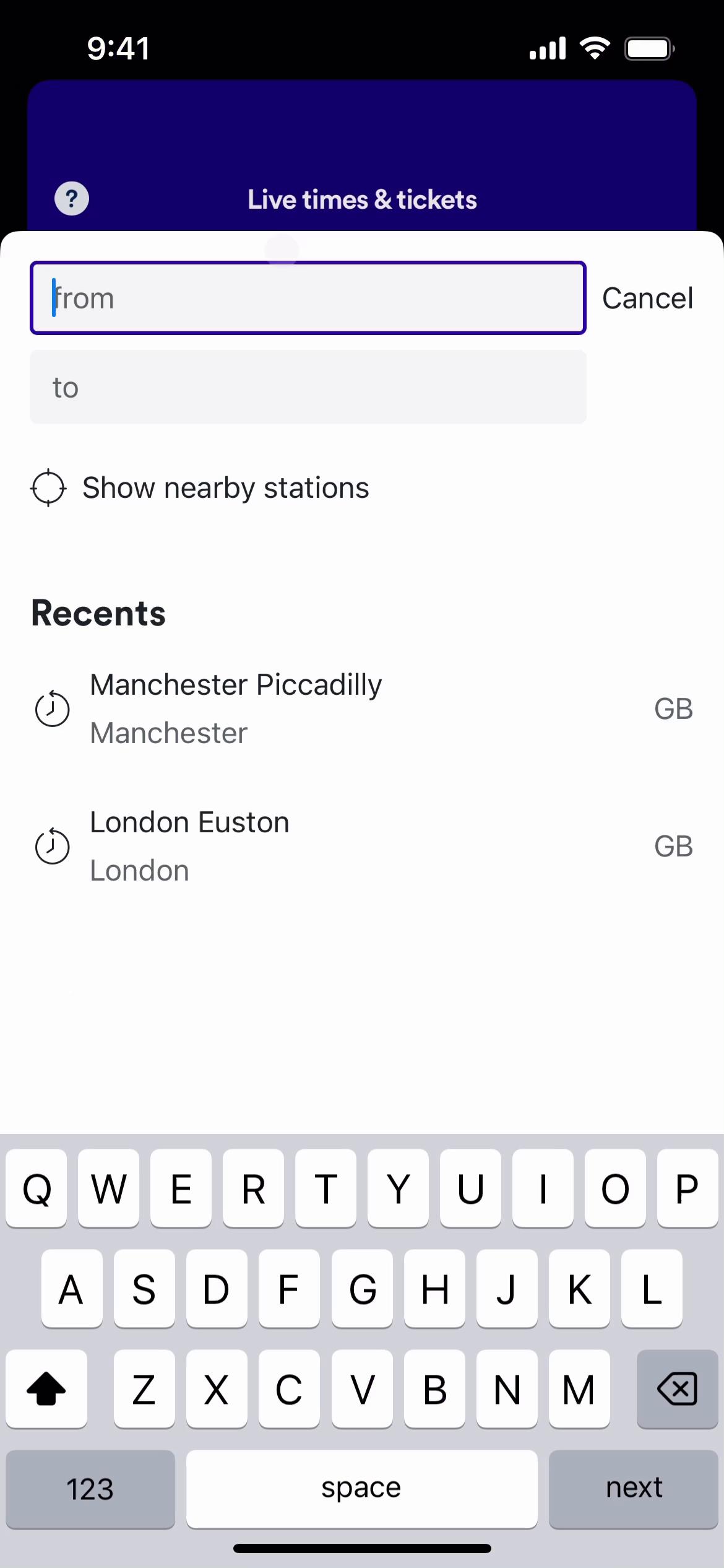 Screenshot of Booking transport on Trainline