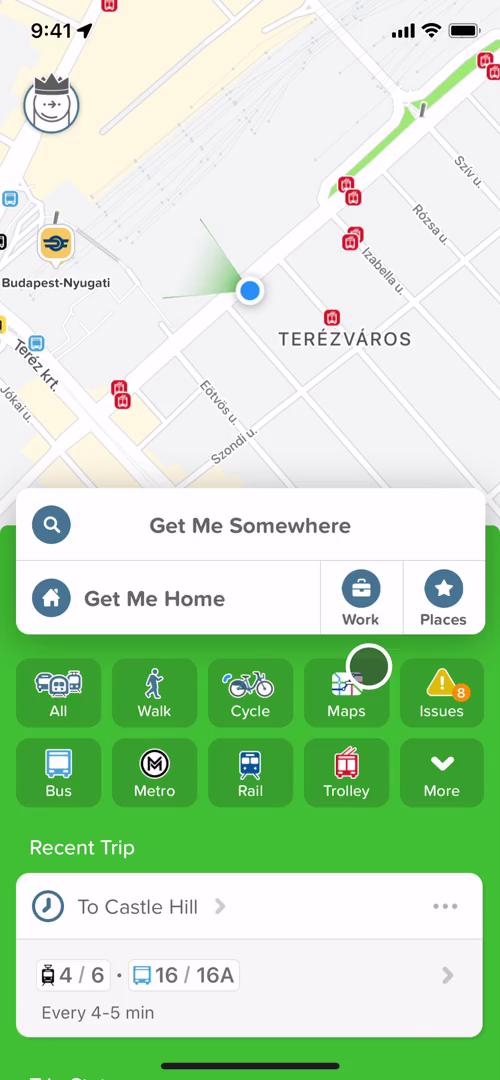 Screenshot of Planning a trip on Citymapper