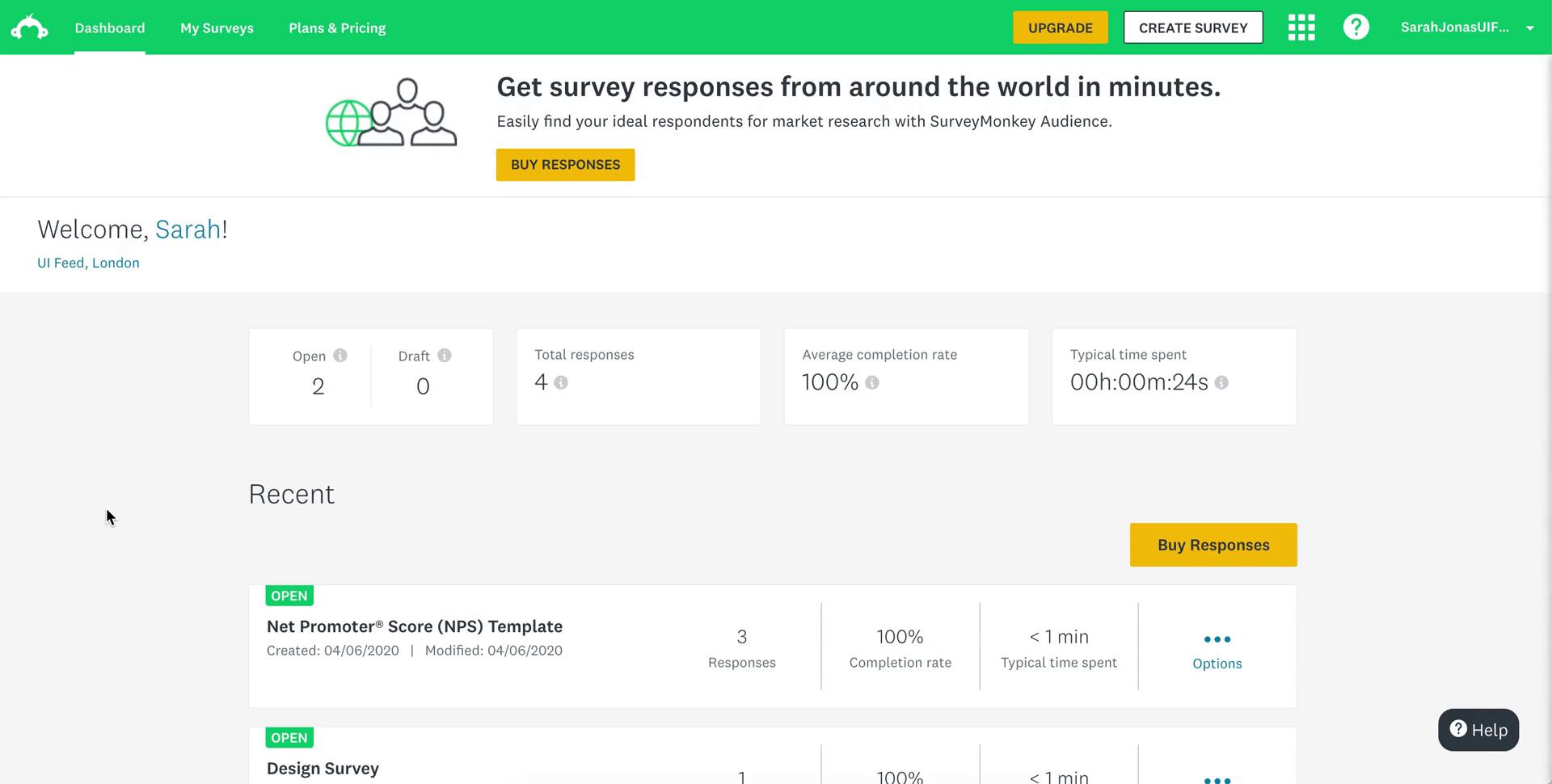 Analytics/Stats on SurveyMonkey video screenshot
